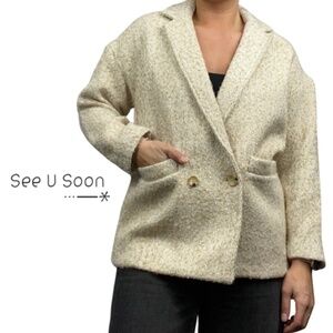 Anthropologie See U Soon Textured Blazer Coat – Cream – Size S/M